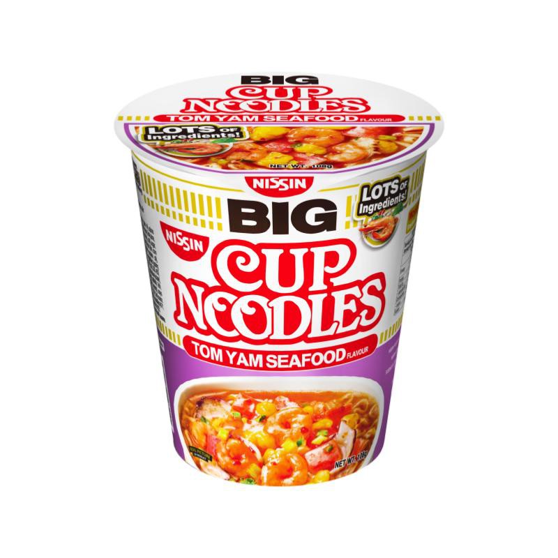 Nissin Big Cup Tom Yam Seafood Instant Noodles, 108g Non-Halal [Japanese]