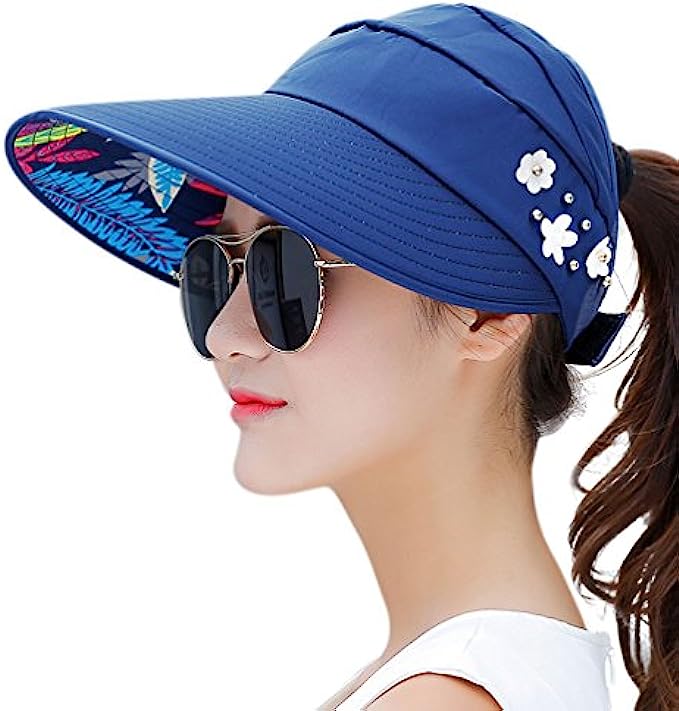 HINDAWI Sun Hats for Women Wide Brim Sun Hat UV Protection Caps Floppy Beach Packable Visor