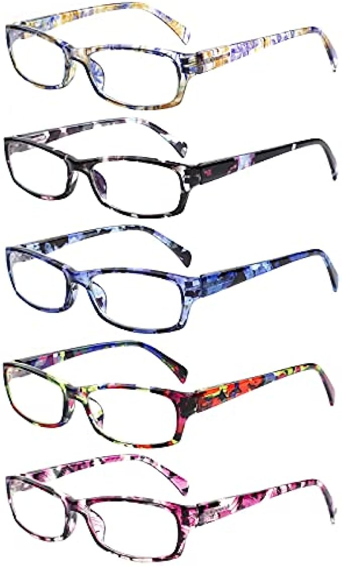 5 Pack Computer Reading Glasses Men and Women Anti Eyestrain Blue Light Blocking Glasses for Reading