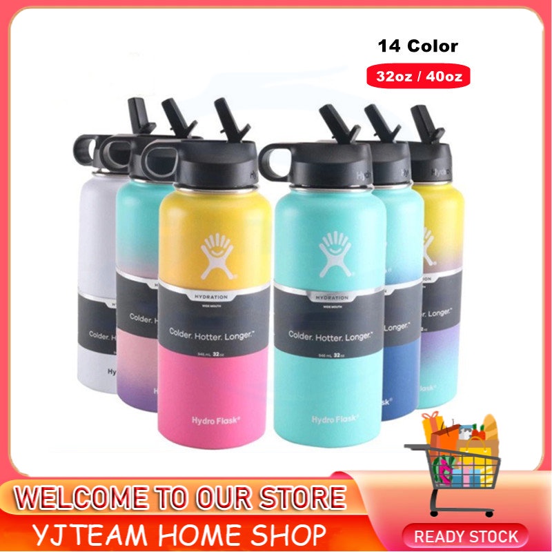 Lowest Price?32oz/40oz New Stainless Steel Water Bottle Vacuum Insulated Wide Mouth Travel Portable Thermal Bottles with Straw/Hand Lid