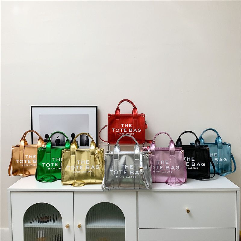 New Bright Leather Simple Tote Bag Women's Shoulder Crossbody Bag
