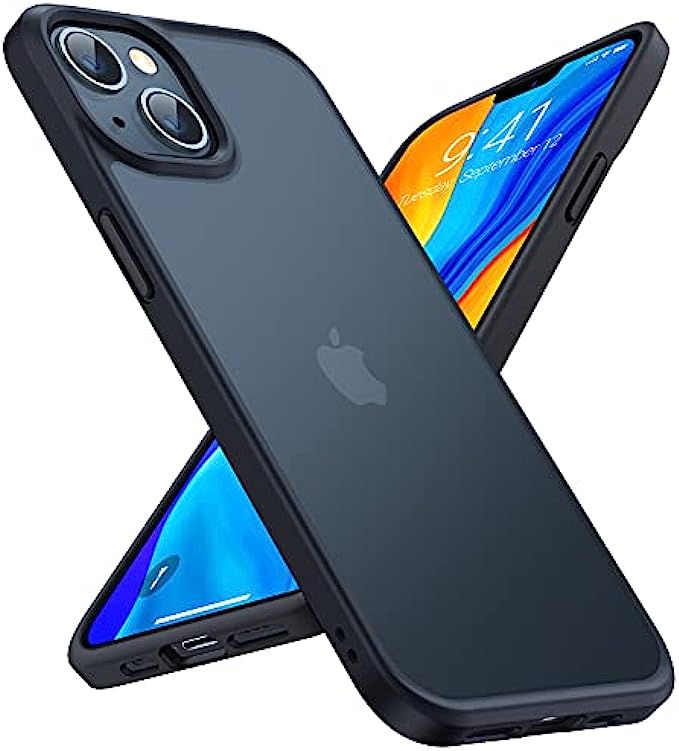 TORRAS Shockproof Designed for iPhone 13 Case [6FT Military Grade Drop Tested] Slim Fit Translucent Matte Case for iPhone 13, 6.1 Inch, Frosted Black-Guardian Series